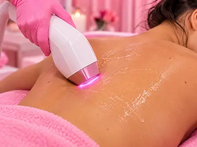 Laser treatment focusing on the half back area for smooth skin.