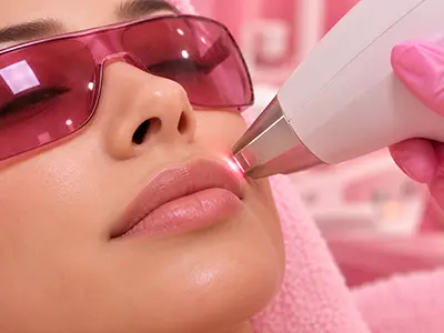 Upper lip laser hair removal service showcasing smooth skin results.