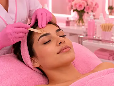 Well-groomed eyebrows after waxing, showcasing a polished and defined look.